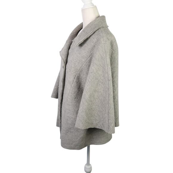 Vintage 90s Carole Little Grey Wool Dolman Sleeve Cape Jacket XL - Picture 2 of 7